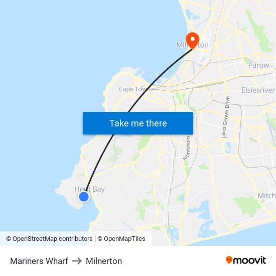 Mariners Wharf to Milnerton map