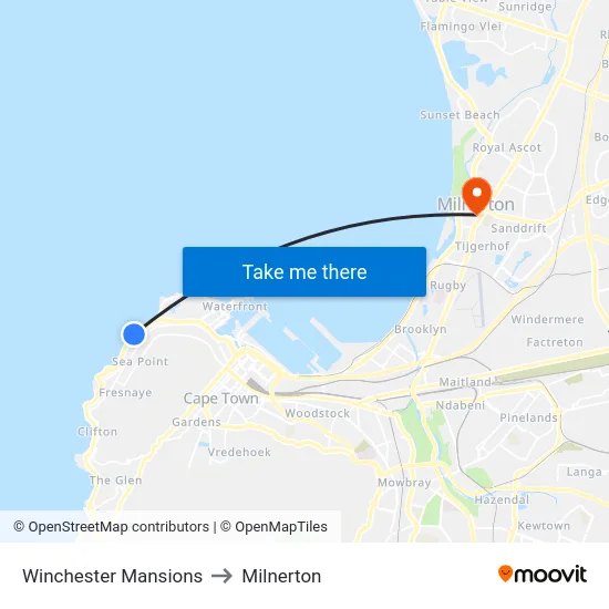 Winchester Mansions to Milnerton map