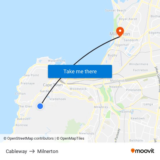 Cableway to Milnerton map