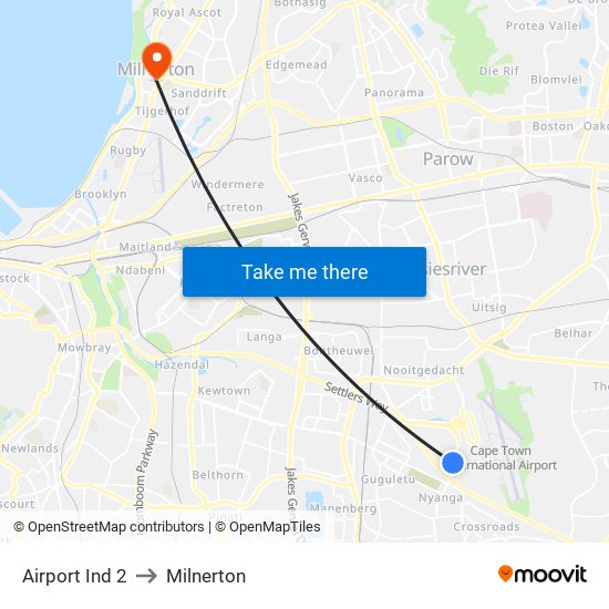 Airport Ind 2 to Milnerton map