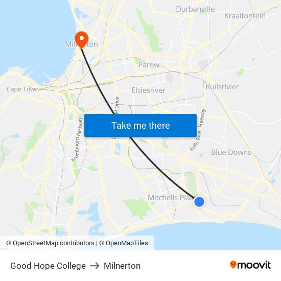 Good Hope College to Milnerton map