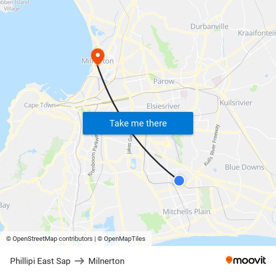 Phillipi East Sap to Milnerton map