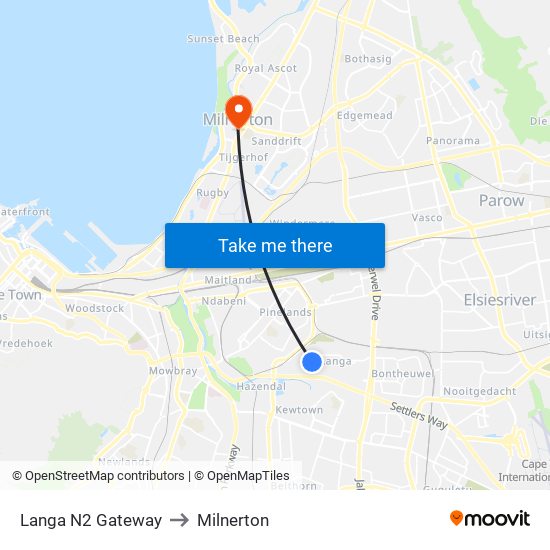 Langa N2 Gateway to Milnerton map