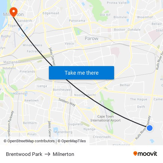 Brentwood Park to Milnerton map