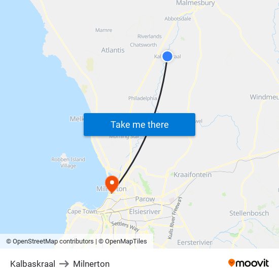 Kalbaskraal to Milnerton map