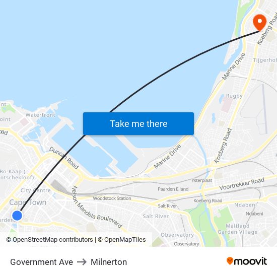 Government Ave to Milnerton map
