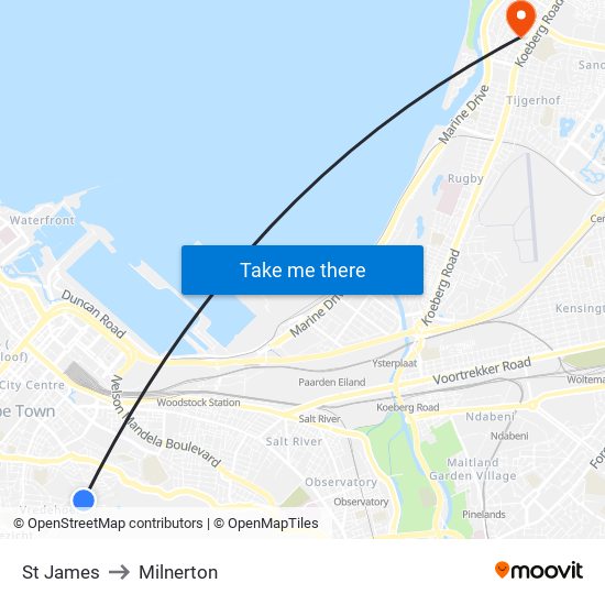 St James to Milnerton map