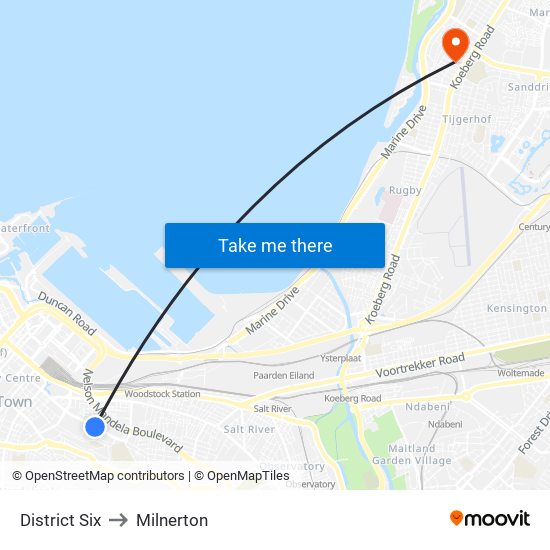 District Six to Milnerton map