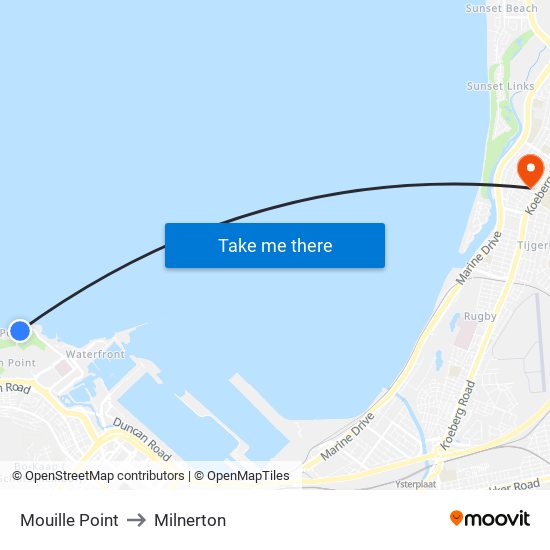 Mouille Point to Milnerton map