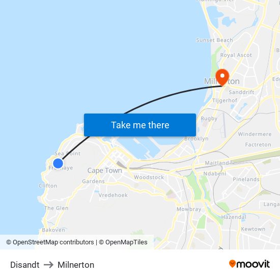 Disandt to Milnerton map