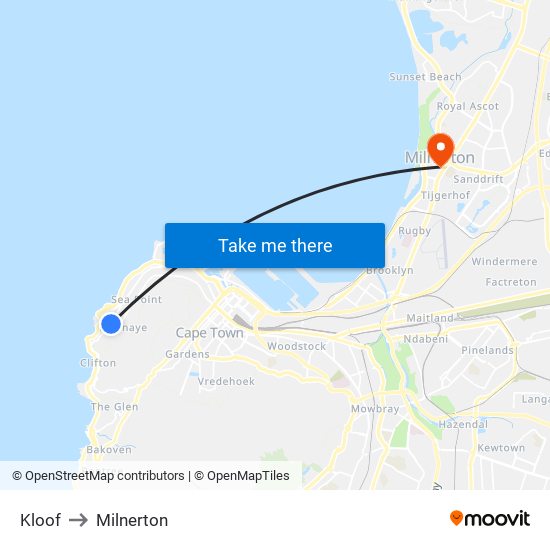 Kloof to Milnerton map