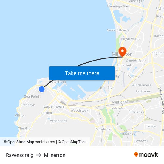 Ravenscraig to Milnerton map