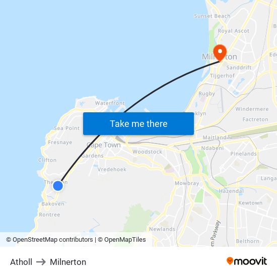 Atholl to Milnerton map