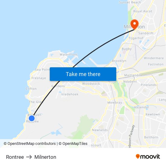 Rontree to Milnerton map