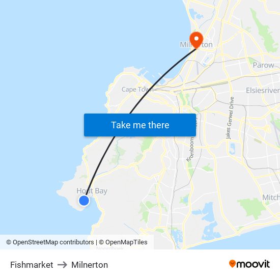 Fishmarket to Milnerton map