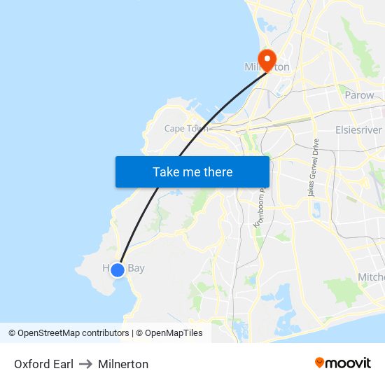 Oxford Earl to Milnerton map