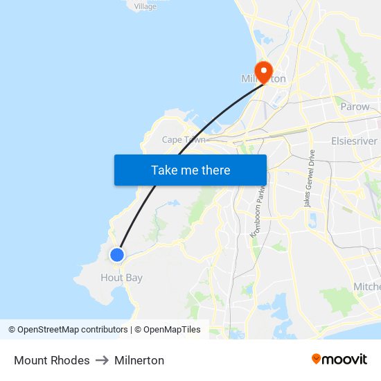 Mount Rhodes to Milnerton map
