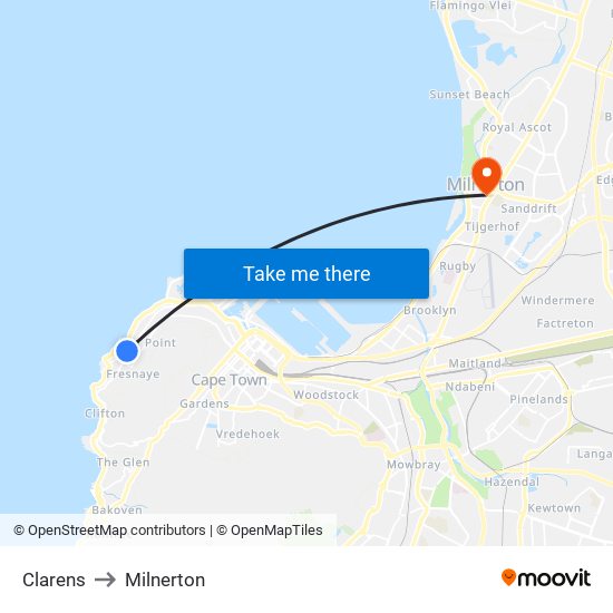 Clarens to Milnerton map