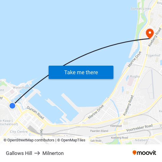 Gallows Hill to Milnerton map