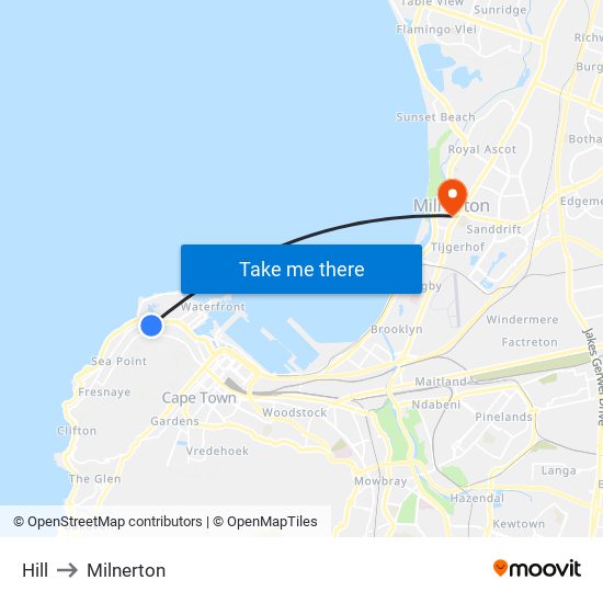 Hill to Milnerton map