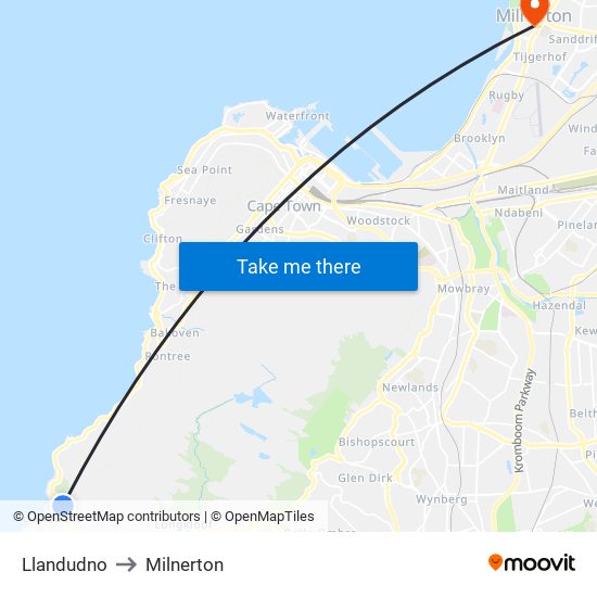 Llandudno to Milnerton map