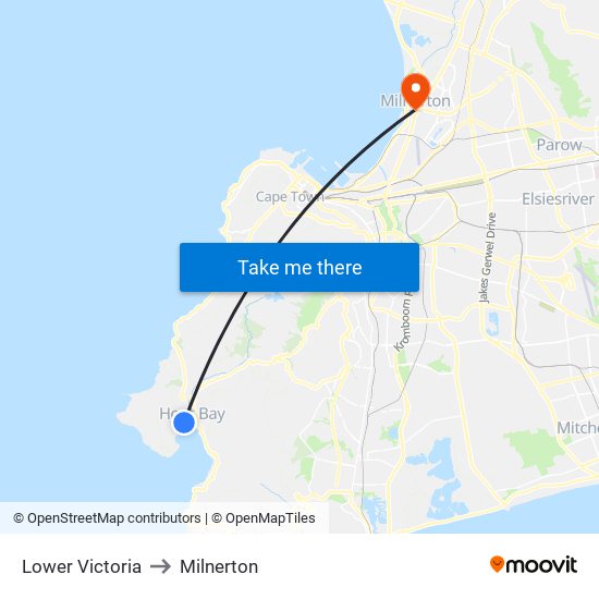 Lower Victoria to Milnerton map