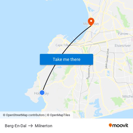 Berg-En-Dal to Milnerton map