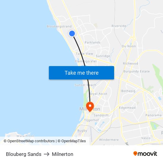 Blouberg Sands to Milnerton map