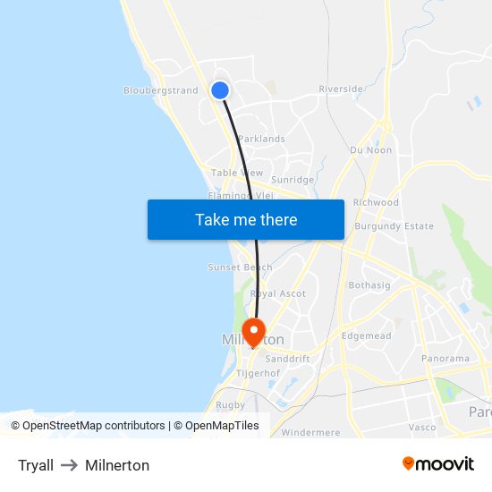 Tryall to Milnerton map