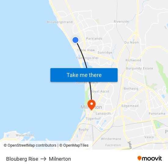 Blouberg Rise to Milnerton map