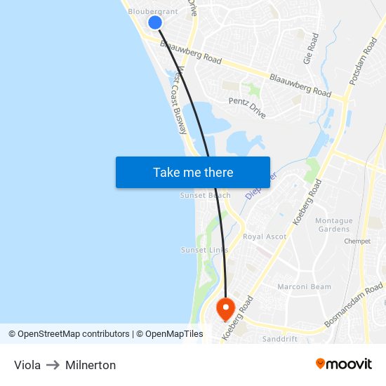 Viola to Milnerton map