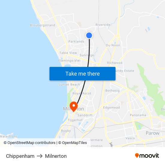 Chippenham to Milnerton map