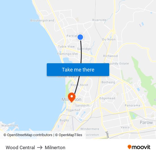 Wood Central to Milnerton map