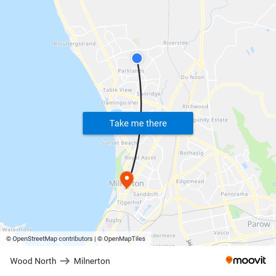 Wood North to Milnerton map