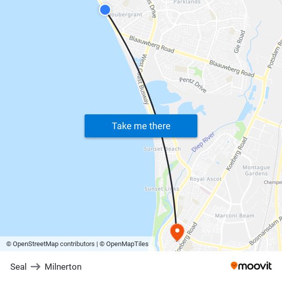 Seal to Milnerton map