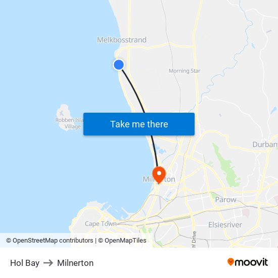 Hol Bay to Milnerton map