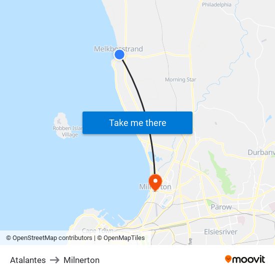 Atalantes to Milnerton map