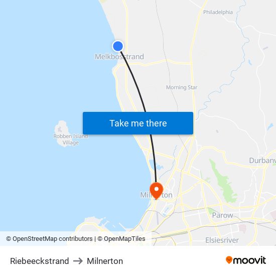 Riebeeckstrand to Milnerton map