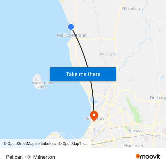 Pelican to Milnerton map