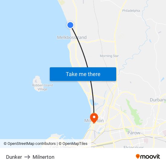 Dunker to Milnerton map