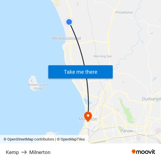 Kemp to Milnerton map