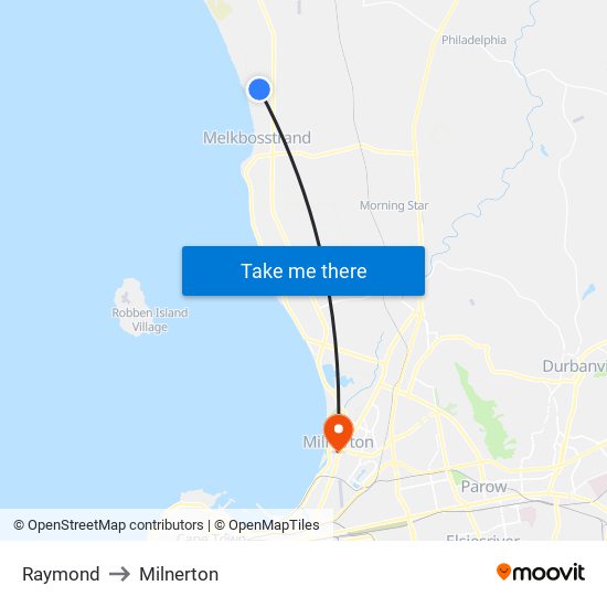 Raymond to Milnerton map