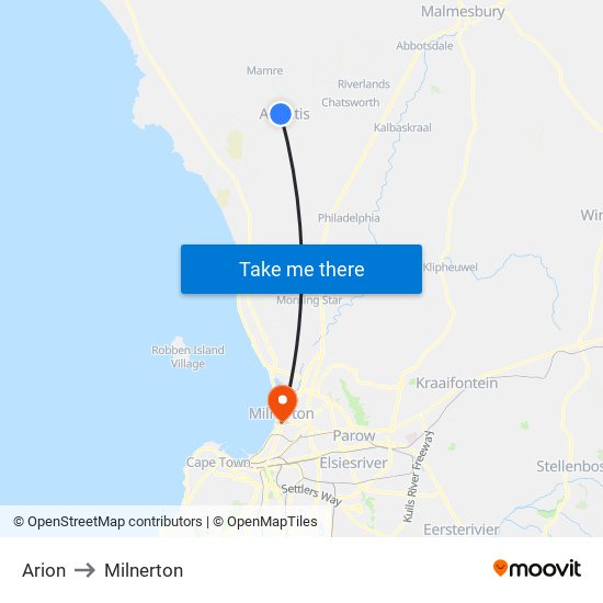 Arion to Milnerton map