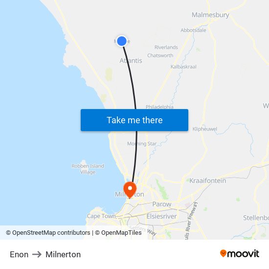 Enon to Milnerton map