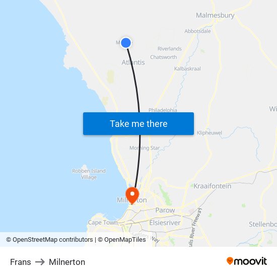 Frans to Milnerton map