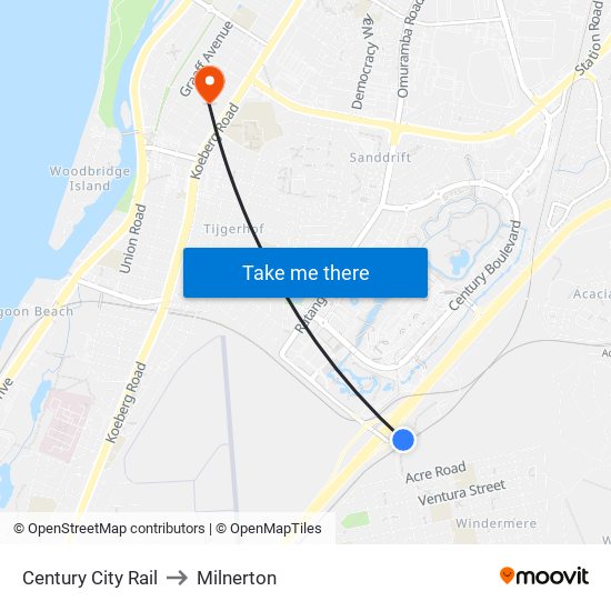 Century City Rail to Milnerton map