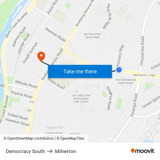 Democracy South to Milnerton map