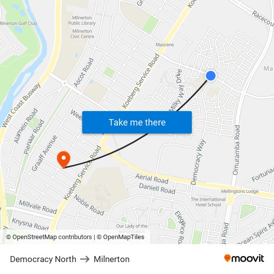 Democracy North to Milnerton map