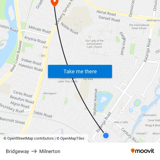 Bridgeway to Milnerton map