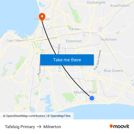 Tafelsig Primary to Milnerton map